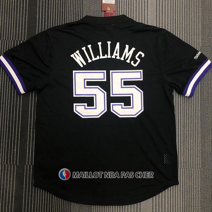 Maillot Manche Courte Sacramento Kings Jason Williams NO 55 Noir